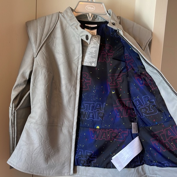 NWT! Disney Store Star Wars Rebel Alliance Grey Faux Letter Jacket Size 4 - Picture 4 of 5